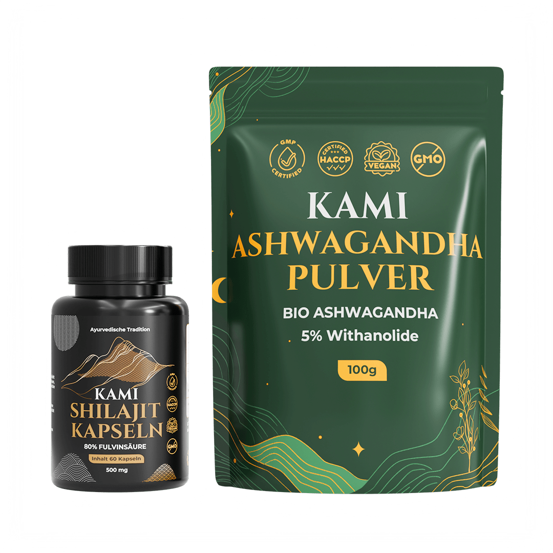 Kami Ashwagandha Pulver + Shilajit Kapseln Set